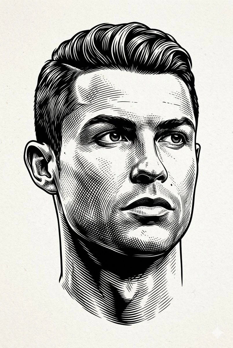 prompt seen Premium AI Prompt: Black And White Engraved Portrait Illustration ai photo 3