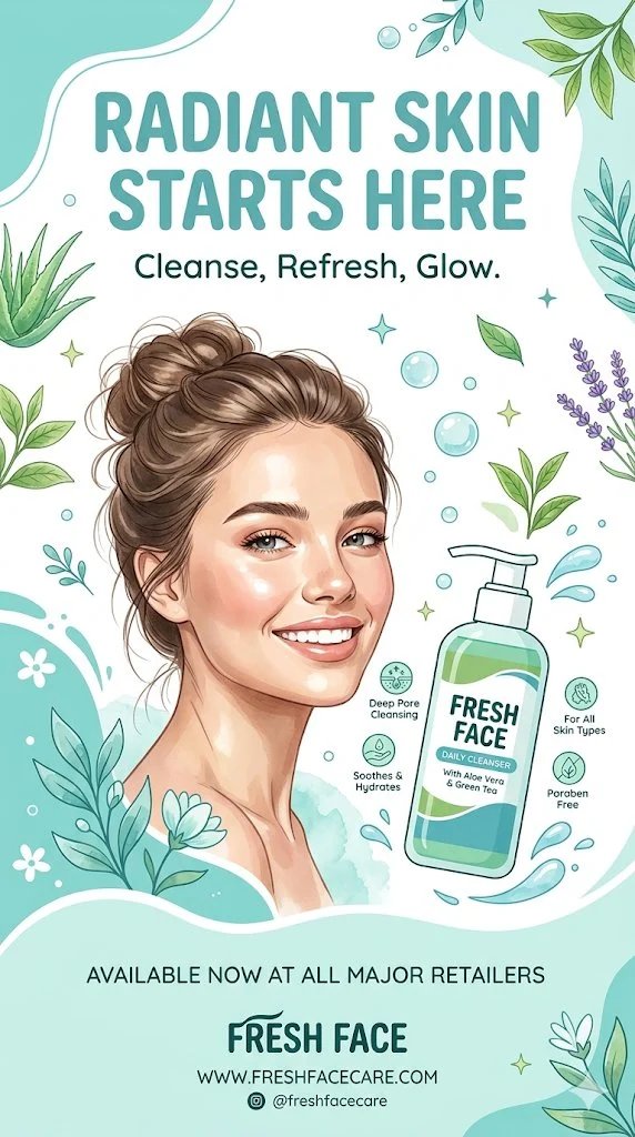 prompt seen Premium AI Prompt: Clean Refreshing Vertical Advertising ai photo 2