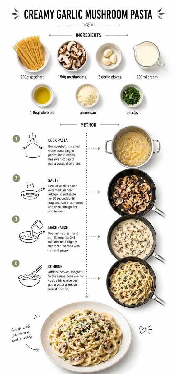 prompt seen Premium AI Prompt: Create Step-by-step Recipe Infographic For Creamy gemini ai photo