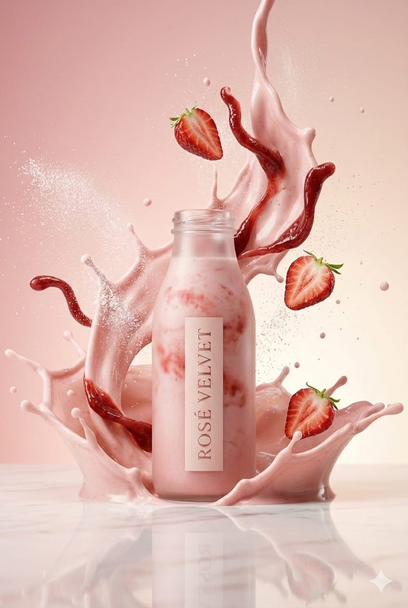 prompt seen Premium AI Prompt: Elegant Frosted Bottle Filled With Velvety Strawberry Shake ai photo 2