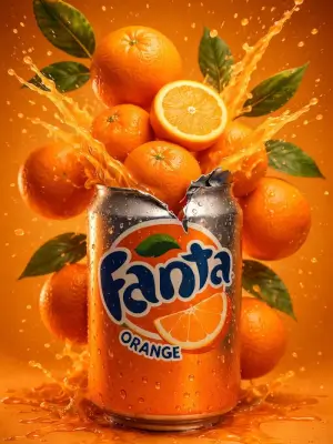 prompt seen Premium AI Prompt: Orange Flavored Soda Can Studio Lighting ai photo 2