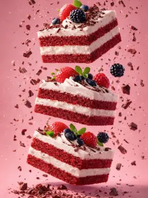prompt seen Premium AI Prompt: Red Velvet Sponge Swirled Frosting Peak gemini ai photo