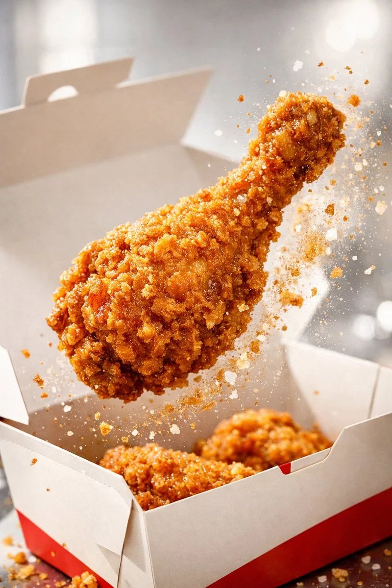 prompt seen Premium AI Prompt: Single Fried Chicken Drumstick Soft Studio Light ai photo 4