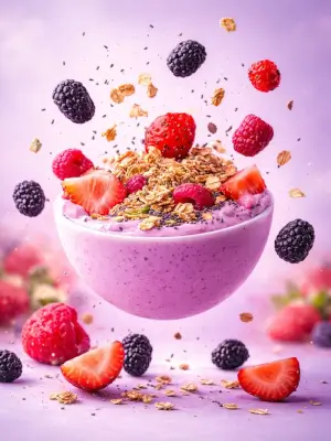 prompt seen Premium AI Prompt: Thick Berry Smoothie Hyper-realistic Commercial Food ai photo 3