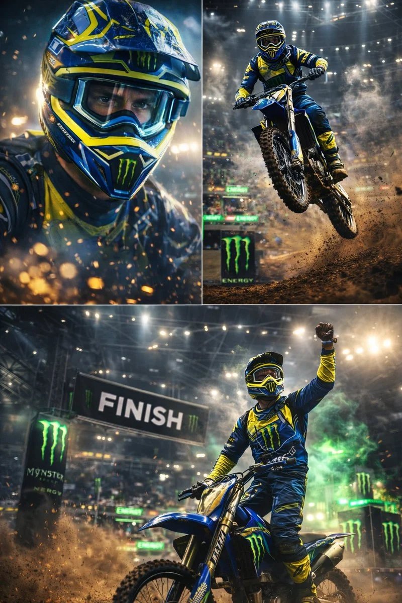 prompt seen Premium AI Prompt: Ultra-dynamic Motocross Racing Scene Featuring ai photo