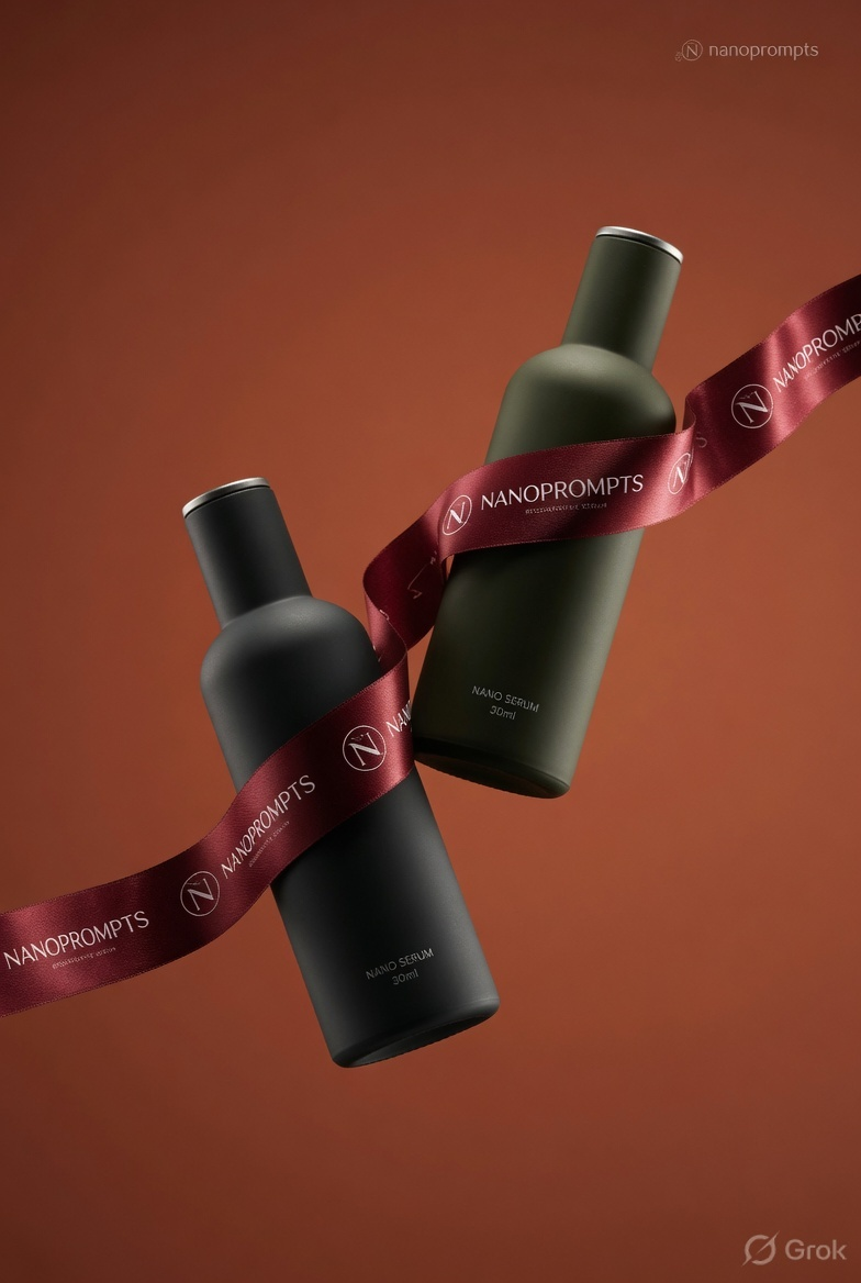 prompt seen Premium Ribbon Wrapped Bottles ai photo
