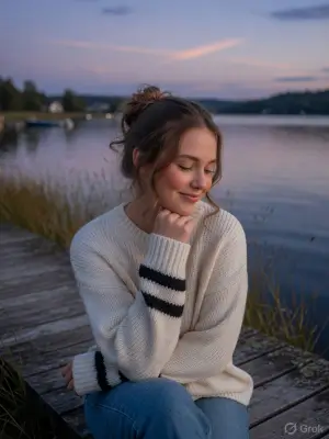 prompt seen Serene Blue Hour Lake Portrait gemini ai photo