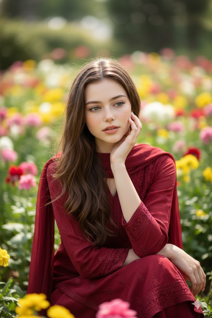 Serene Floral Garden Portrait