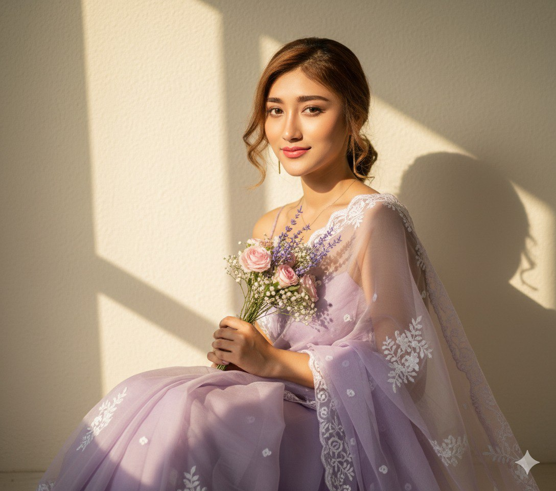 Sheer Saree Sunlit Portrait