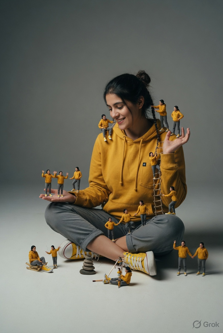 prompt seen Surreal Miniature Clones Interaction ai photo