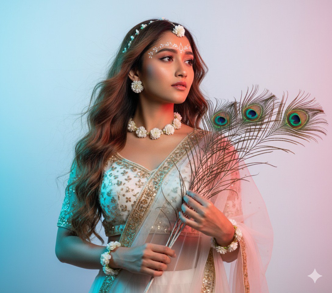White Radha Lehenga Divine Portrait
