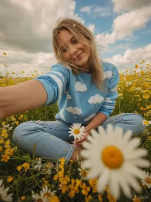 prompt seen Wildflower Field Daisy gemini ai photo