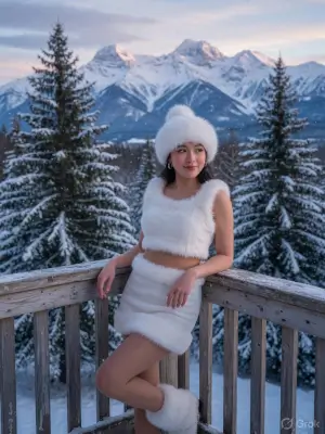 prompt seen Winter Fur Balcony Elegance gemini ai photo